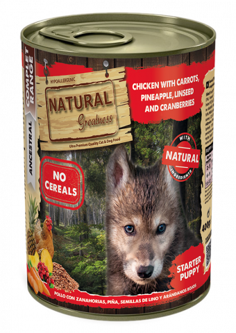 HRANA UMEDA - Natural Greatness Puppy Chicken with Carrots, Pineapple, Linseed and Cranberries 400G (pui, morcovi, seminte de in, merisoare)