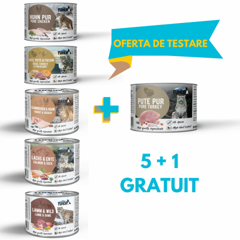 HRANA UMEDA - OFERTA DE TESTARE CONSERVE TUNDRA DE PISICI DIVERSE SORTIMENTE 5 + 1 GRATUIT