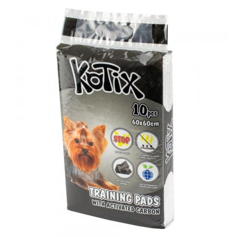 CAINI - Set 10 covorase absorbante igienice pentru caini Kotix, cu carbon, 60 x 60 cm