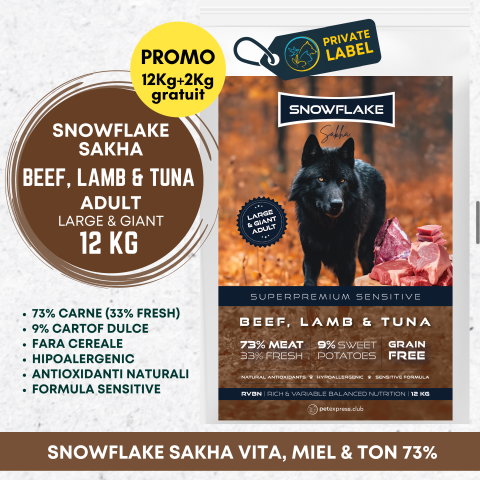 CAINI - Snowflake Sakha Beef, Lamb and Tuna Adult Large & Giant Sensitive 12+2kg