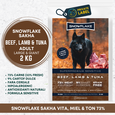HRANA USCATA - Snowflake Sakha Beef, Lamb and Tuna Large & Giant Sensitive 2kg