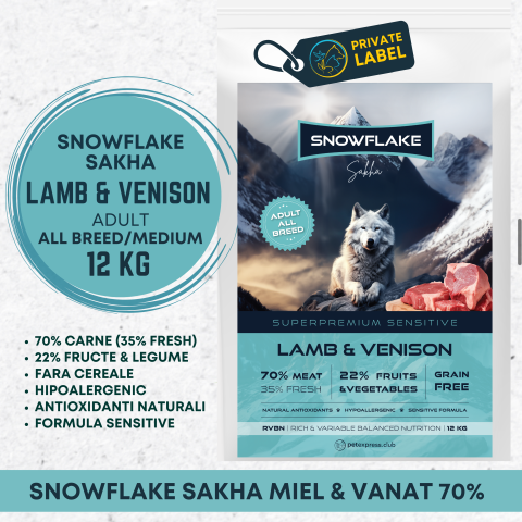 HRANA USCATA - SNOWFLAKE SAKHA LAMB AND VENISON SENSITIVE ADULT ALL BREED / MEDIUM 12KG