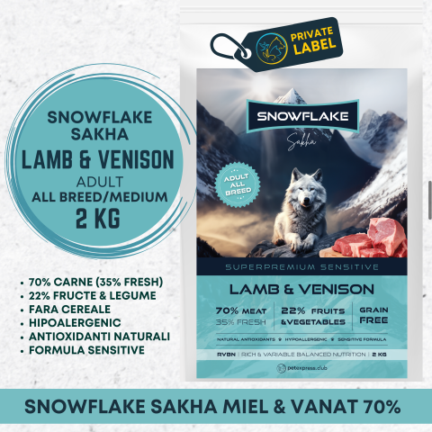 HRANA USCATA - SNOWFLAKE SAKHA LAMB AND VENISON SENSITIVE ADULT MEDIUM / ALL BREED 2KG