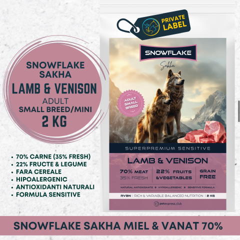 CAINI - SNOWFLAKE SAKHA LAMB AND VENISON SENSITIVE SMALL / MINI ADULT  2KG