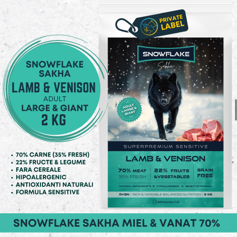 HRANA USCATA - Snowflake Sakha Lamb & Venison Adult Large & Giant 2Kg
