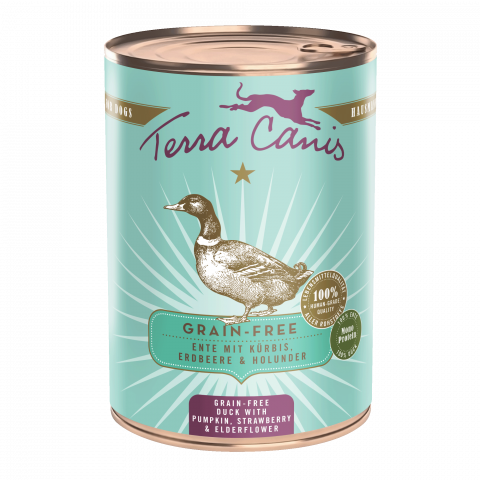 HRANA UMEDA - Terra Canis Grain Free Duck 400g (Rață cu dovleac, căpșuni și flori de soc)