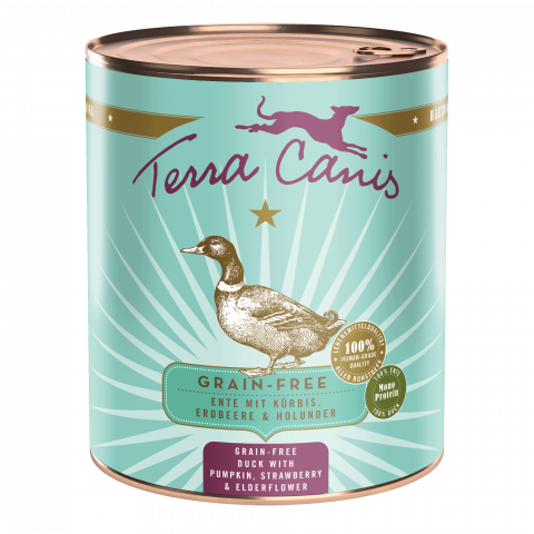 Conserve - Terra Canis Grain Free Duck 800g(Rață cu dovleac, căpșuni și floare de soc)