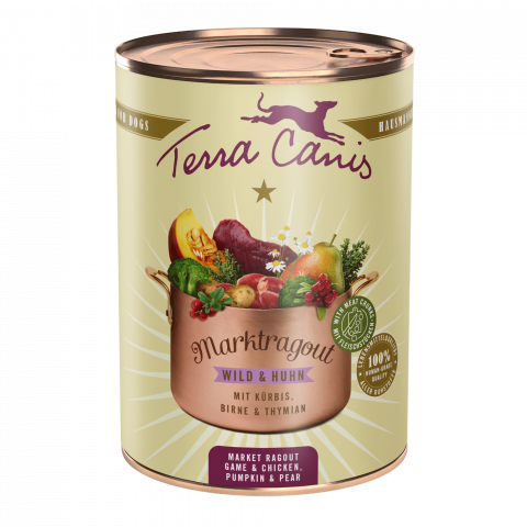 CAINI - Terra Canis Marktragout Game Chicken 385g(Vânat și pui cu dovleac, pere și cimbru)