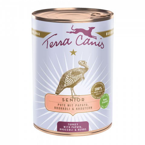 HRANA UMEDA - Terra Canis Senior Turkey 400g ( Curcan cu papaya, broccoli si ierburi medicinale )