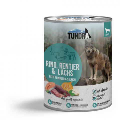 CAINI - Tundra Dog Beef, Reindeer & Salmon 800g (vită, ren & somon) Hrana Umeda Caini