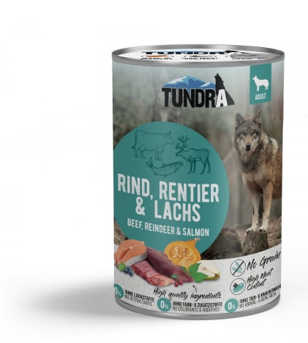 Conserve - Tundra Dog Beef, Reindeer & Salmon 400g (vită, ren & somon)