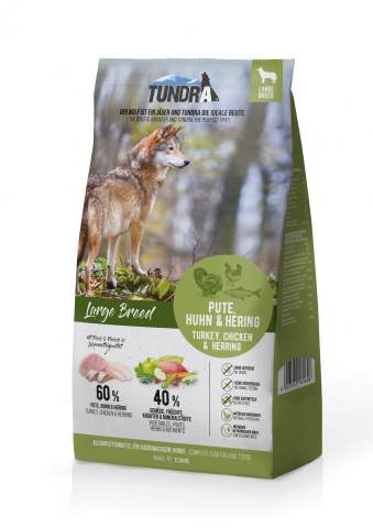 CAINI - Tundra Dog Large Breed Turkey, Chicken & Herring 3.18kg (curcan, pui & hering) Hrana Uscata Caini