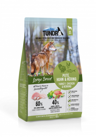 Tundra Dog Large Breed Turkey, Chicken & Herring 750g (curcan, pui & hering) Hrana Uscata Caini