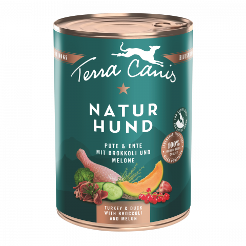 HRANA UMEDA - Terra Canis Naturhund Turkey Duck 400g(Curcan și rață cu broccoli, pepene galben și coacăze roșii)