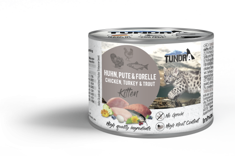 PISICI - Tundra Cat Kitten Chicken, Turkey & Trout 200g (pui, curcan & păstrăv) Hrana Umeda Pisici