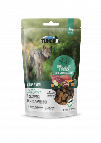 RECOMPENSE - Tundra Dog Snack Active & Vital Duck, Salmon & Game 100g ( vitalitate, rață, somon & vânat) Tundra Recompense