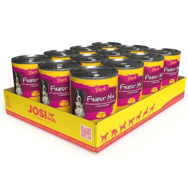 JOSIDOG Pateu Finest Mix, PACHET 12x400 g – Hrană Umedă pentru Câini Adulți, cu 5 Sortimente de Carne [1]