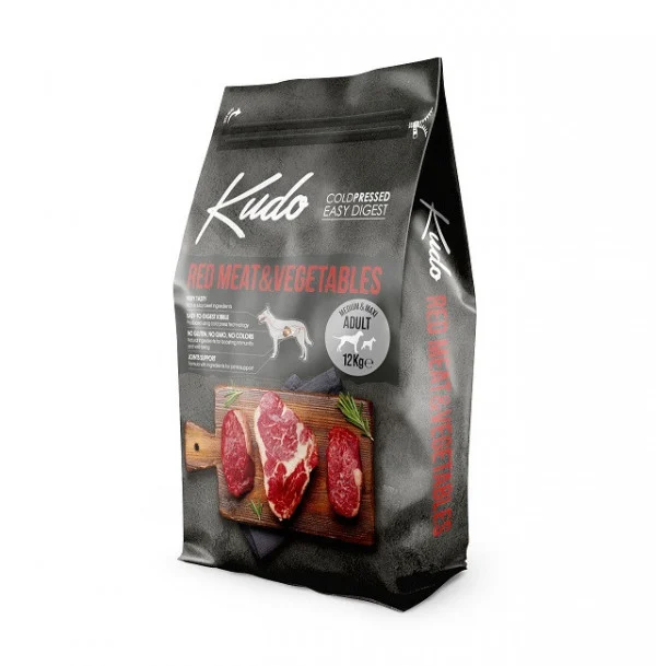 Hrana uscata caini Kudo Adult Mediu-Maxi - Hrana uscata, presata la rece - Carne rosie si Legume - 12kg-Petlab.ro [1]