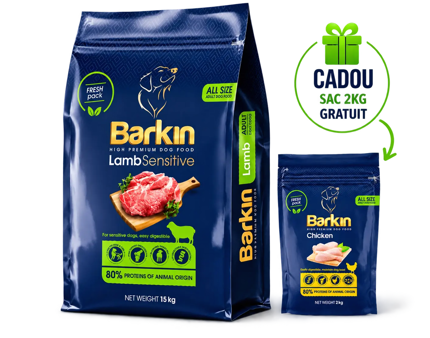 Adult - Barkin Adult all size-hrana uscata premium - Miel-15 kg +2kg Barkin adult Pui CADOU