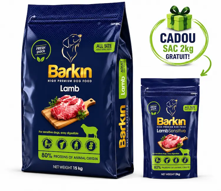Talie Mare - Barkin Adult all size-hrana uscata premium - miel15 kg + CADOU Barkin Lamb Sensitive 2 kg