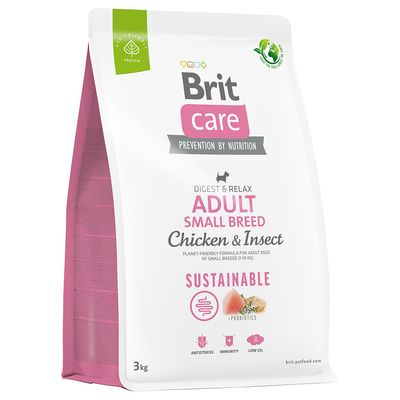 Talie Mica - Brit Care Dog Sustainable Adult Small Breed Pui și insecte 3kg