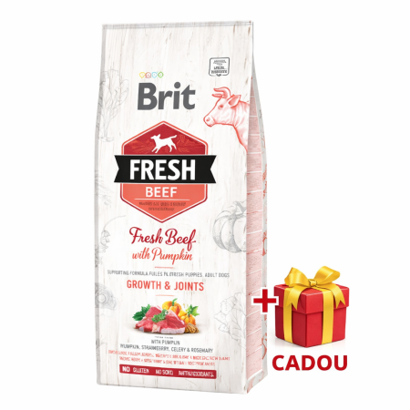 Talie Medie - Brit Fresh Vita si dovleac, Puppy&Junior  large, 12 KG+Cadou