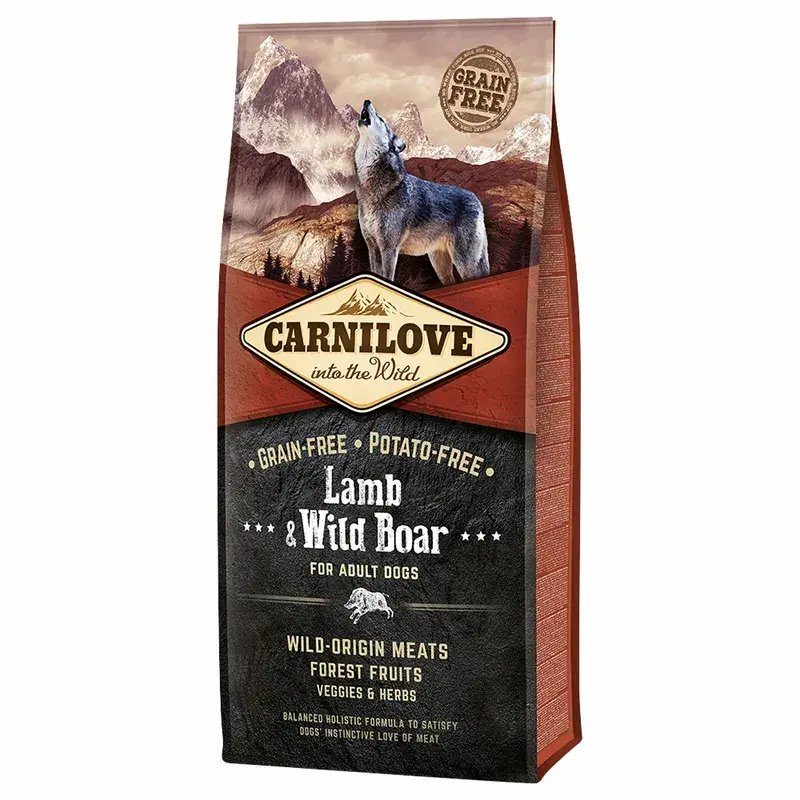 Senior - CARNILOVE Adult cu Miel și Mistreț, hrană uscată fără cereale câini, 12kg