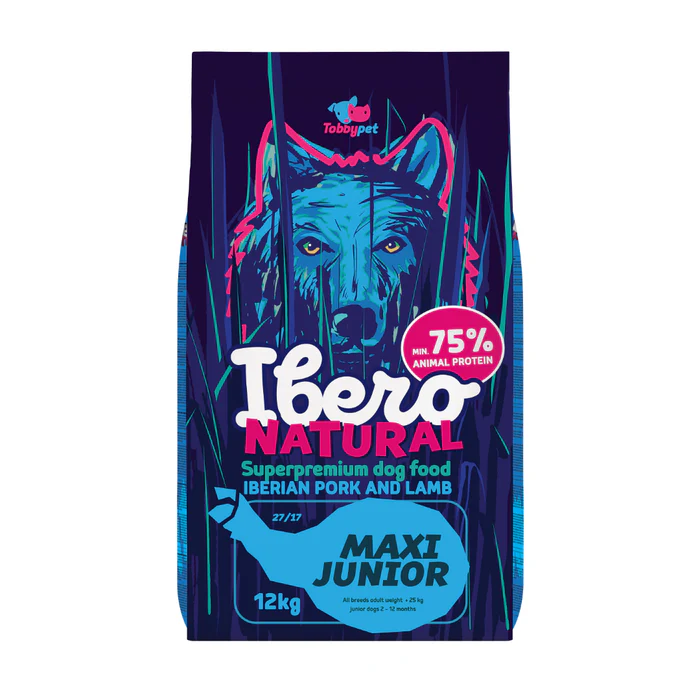 Talie Medie - Ibero Natural Superpremium Maxi Puppy & Junior Porc Iberic & Miel 12kg