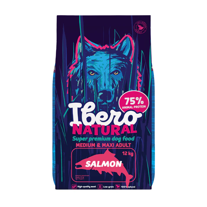 Talie Medie - Ibero Natural Superpremium Medium & Maxi Adult Somon 12kg – Hrană uscată pentru câini adulți