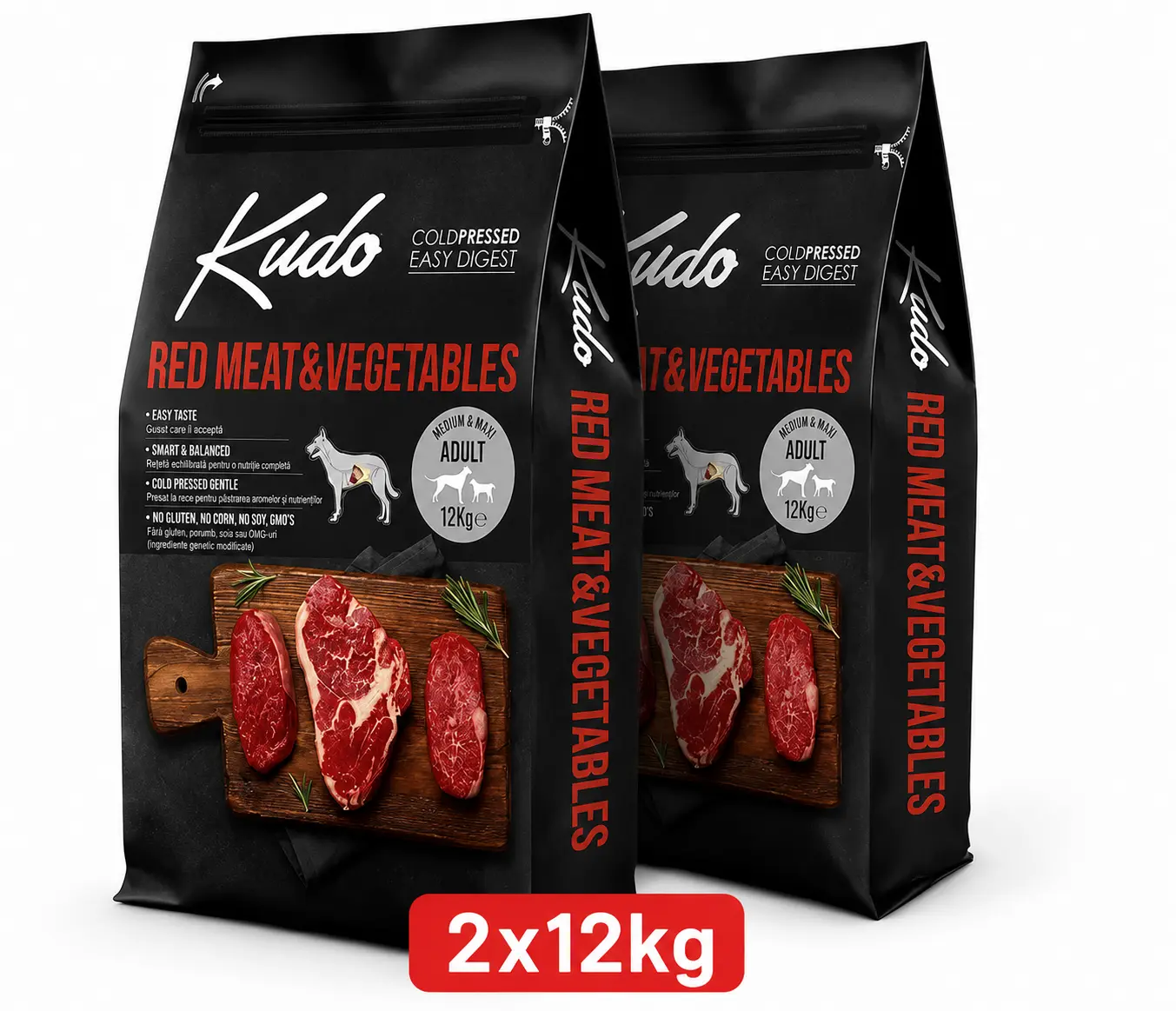 Hrana câini - Hrana uscata caini presata la rece Kudo Carne rosie 12kg