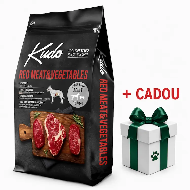 Talie Medie - Hrana uscata caini presata la rece Kudo Carne rosie 12kg
