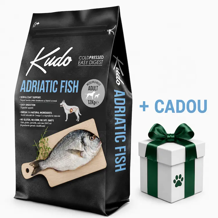 Talie Medie - Hrana uscata caini presata la rece Kudo Peste 12kg