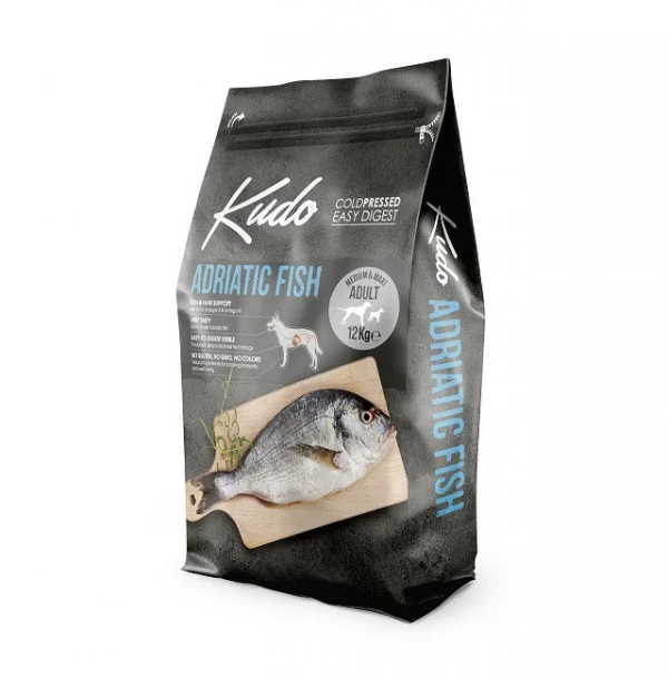 Kudo Adult Mediu-Maxi - Hrana uscata, presata la rece - Peste - 12kg - Petlab.ro