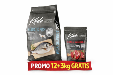 Talie Medie - Kudo Adult Mediu-Maxi - Hrana uscata, presata la rece - Peste - 12kg - Petlab.ro
