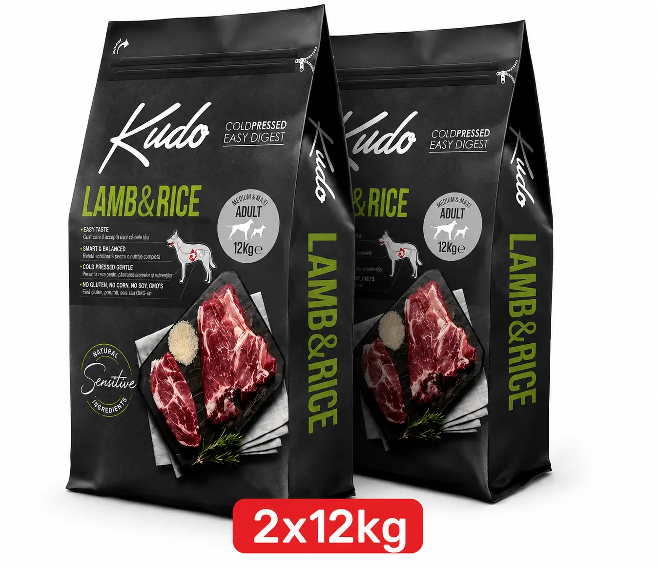 Talie Medie - Kudo Adult SENSITIVE miel si orez 12 kg - Petlab.ro