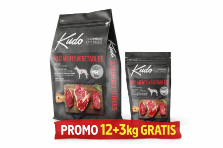 Talie Mica - Kudo Adult Mini - Hrana uscata, presata la rece - Carne rosie si Legume - 12kg+ 3kg GRATIS Kudo Carne roșie PROMO