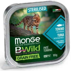 Hrana umeda pisici - Monge BWild Pate Sterilised Cat - Hrana umeda super-premium - Ton - 100g