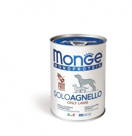Hrană umedă câini - Monge Monoprotein Pate - Hrana umeda super-premium - Miel - 400g