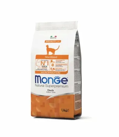 Hrana pisici - Monge Natural Superpremium Monoprotein Sterilised Cat - Rata - 1.5kg
