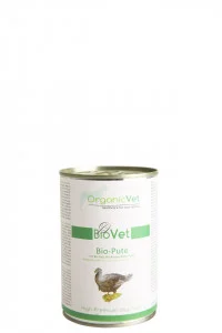 Hrana câini - OrganicVet Biovet – Curcan, orez, morcovi, mere organice - 400g