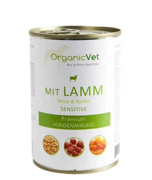 Hrana câini - OrganicVet Sensitive - Miel, dovleac si mei - 400g