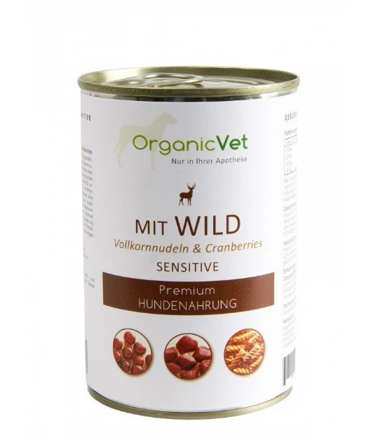 Hrană umedă câini - OrganicVet - Vanat, Paste, Merisoare - 400g