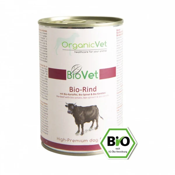 Hrană umedă câini - OrganicVet - Vita, spanac, morcov - 400g