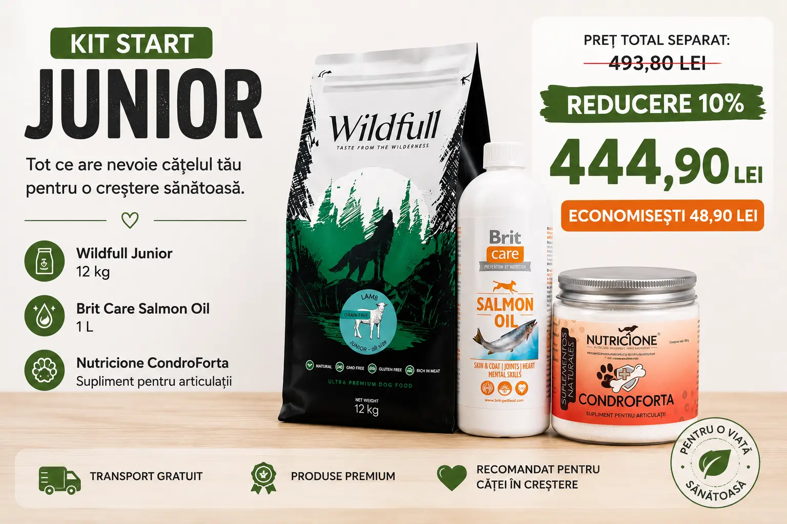 Talie Mica - Petlab Kit Start Junior-Pachet complet pentru căței în creștere
