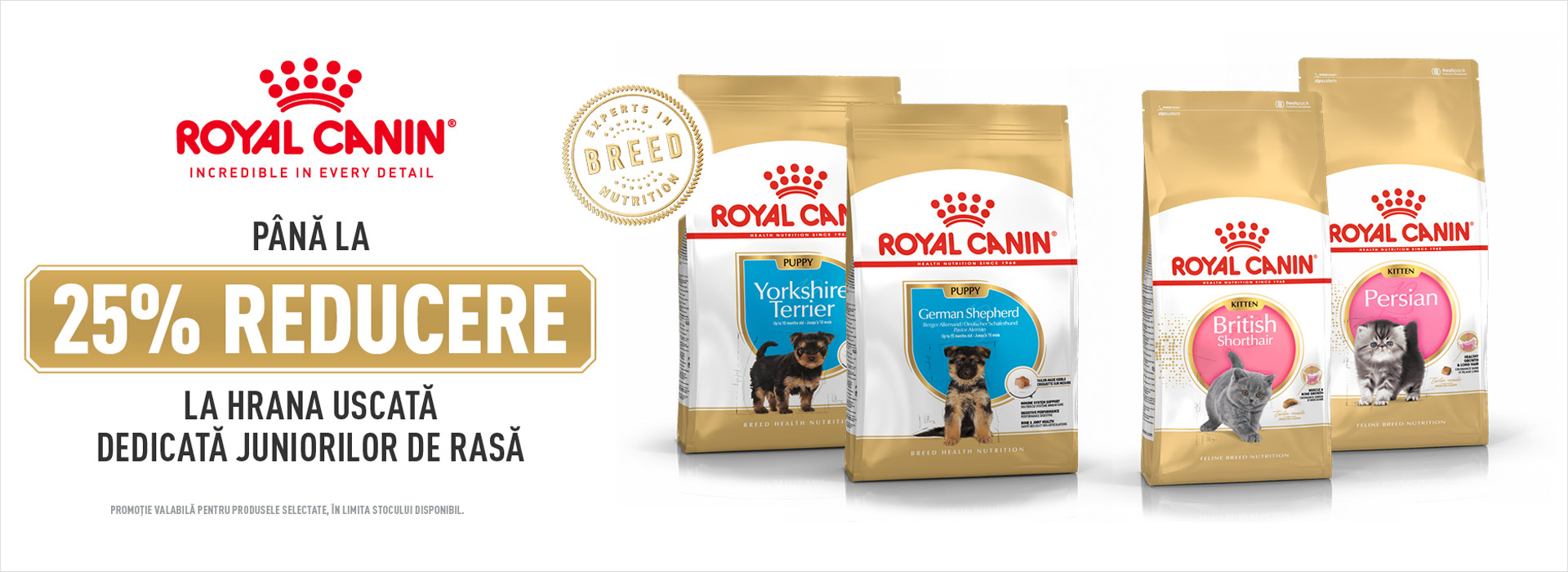 Pana la 25% REDUCERE la Royal Canin dedicat Juniorilor de Rasa