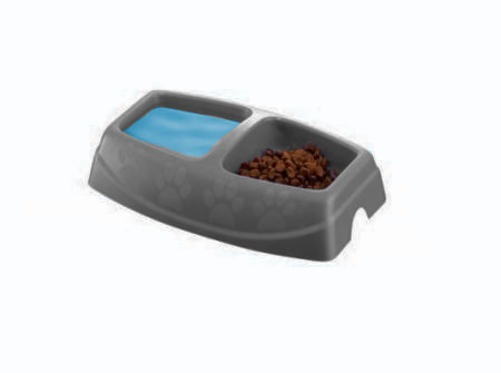 Castron Dublu, 4DOG Deluxe, Plastic, Gri, 2x0.25L [1]