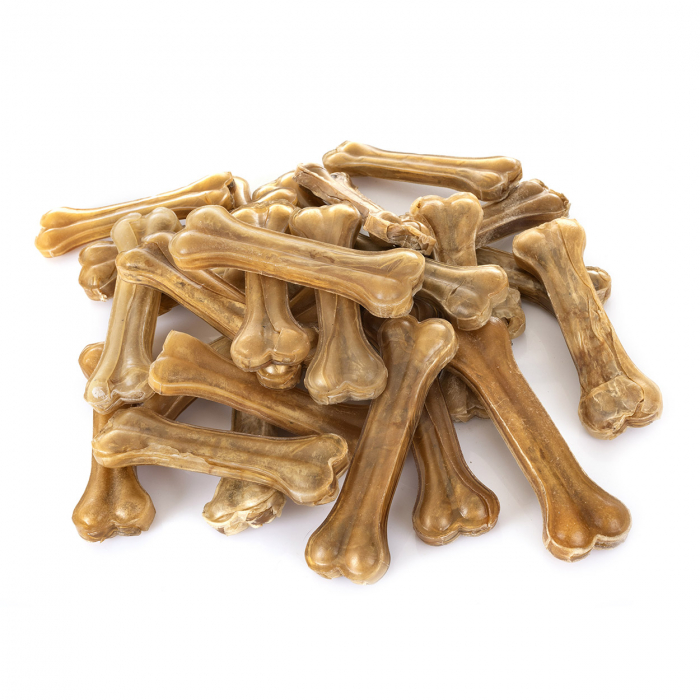 Recompense pentru Câine Adult, 4DOG, Oase din Piele Presată, 10cm, 1kg [2]