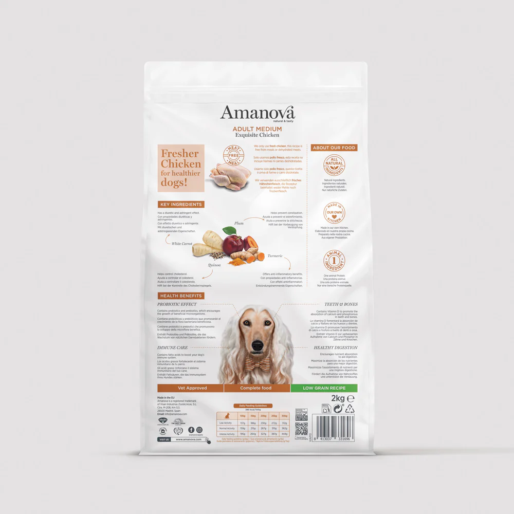 Hrană Uscată Câine Adult, AMANOVA Hipoalergenic, Talie Medie, Pui, 12kg [2]