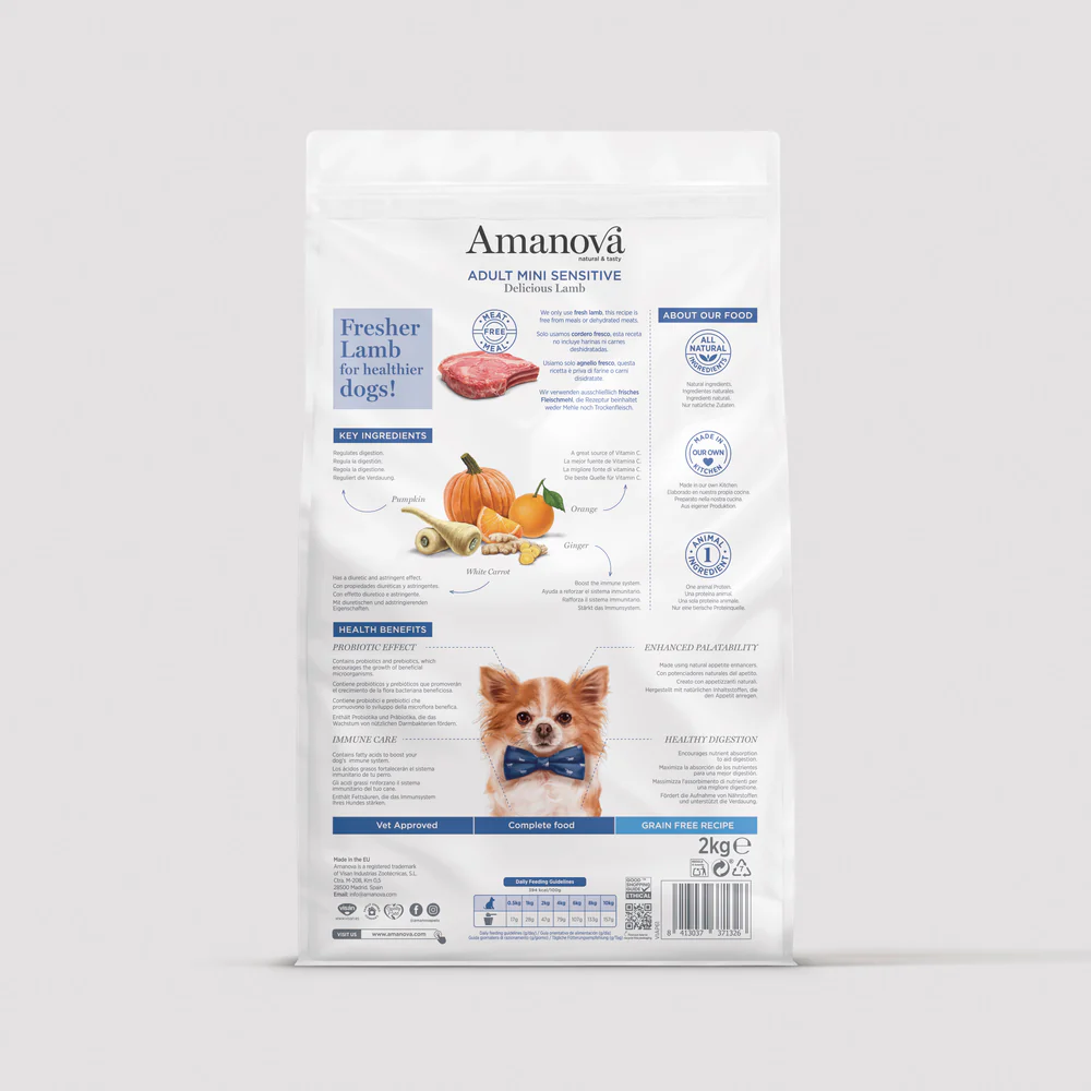 Hrană Uscată Câine Adult, AMANOVA Sensitive, Hipoalergenic, Talie Mică, Miel, 7kg [2]
