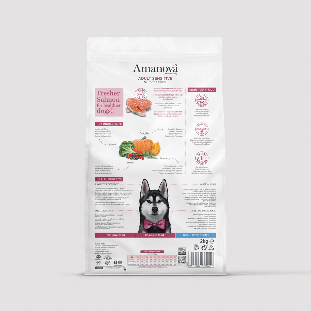 Hrană Uscată Câine Adult, AMANOVA Sensitive, Hipoalergenic, Somon, 2kg [2]